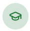 Graduation cap icon on green circle